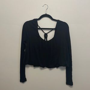 We The Free Blouse Long Sleeve Crop Top with Tie Back